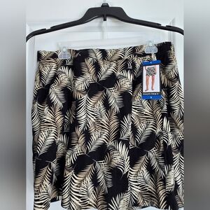 Ellen Tracy Women’s Floral Print Linen Blend Skort Pull On Elastic Waist Sz L